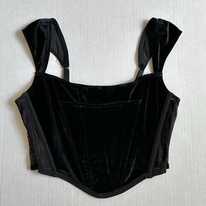 Victoria's Secret Dream Angels Black Velvet Corset Top Medium Adjustable Straps
